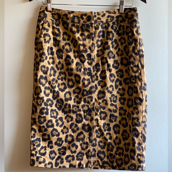 Lauren Ralph Lauren Button-Front Cheetah Animal Print Short Skirt Size 2 - Picture 1 of 5
